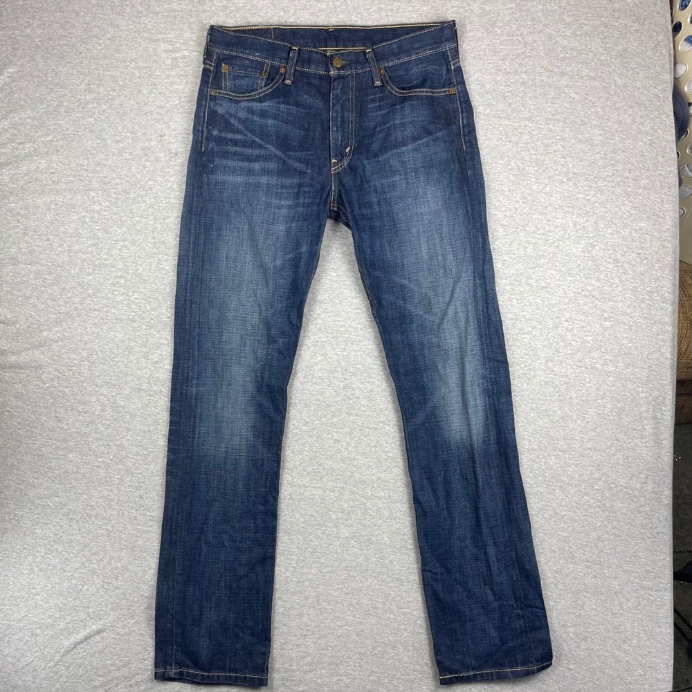 Levis 513 Slim Straight Jeans Mens 32x34 Dark Wash Denim Blue 100% Cotton